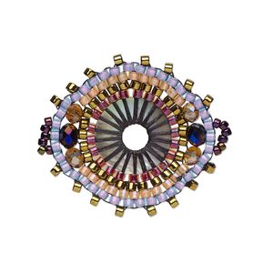 Link, Creative Touch, glass, cranberry / bronze / peach, 28x26mm double-sided marquise. Sold individually.