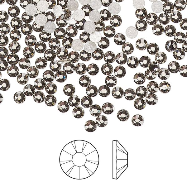 Flat back 1440pk black diamond foil back, Preciosa MAXIMA Czech crystal hotfix rhinestone 2.7-2.9mm chaton rose round SS10 image number 0