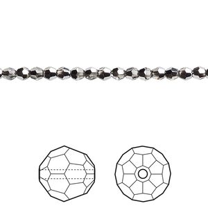 Bead 144pk crystal light chrome, Crystal Passions® 3mm round 5000