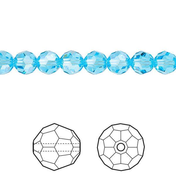 Bead 12pk aquamarine, Crystal Passions® 6mm round 5000 image number 0