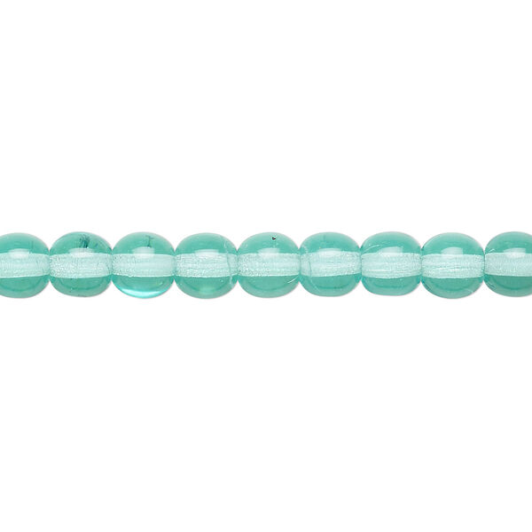Bead, Czech glass druk, transparent light aqua, 6mm round. Sold per 15-1/2" to 16" strand. image number 0