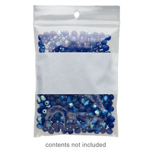 Bag, Tite-Lip™, plastic, clear and white, 3x4-inch top zip with block and hole. Sold per pkg of 100.