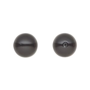 Pearl 45pk magic black, Preciosa Czech crystal 12mm half-drilled round