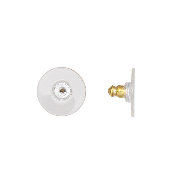 Earnut, acrylic and gold-plated aluminum, clear, 11x6mm comfort clutch. Sold per pkg of 5 pairs. image number 0