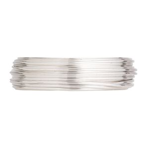Wire, Argentium® silver, half-hard, round, 20 gauge. Sold per pkg of 5 feet.