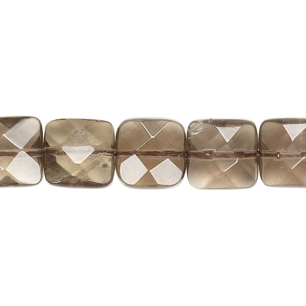 Smoky quartz 1pkg1, faceted square bead B grade, 15.5-16 inch 10mm image number 0