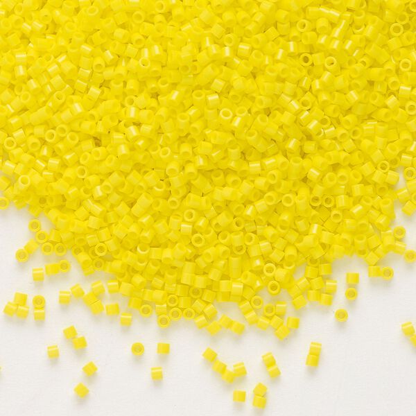 Seed bead, Delica®, glass, pkg/250g, #15 round, opaque yellow (DBS-0721). image number 0