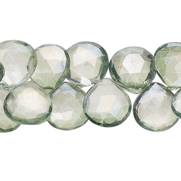 Quartz crystal 1pkg1, hand-cut top-drilled faceted puffed teardrop bead 7 inch 11x10mm-14x14mm image number 0