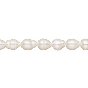 Pearl, cultured freshwater (bleached), white, 5-5.5mm rice, D grade, Mohs hardness 2-1/2 to 4. Sold per 15-1/2" to 16" strand.