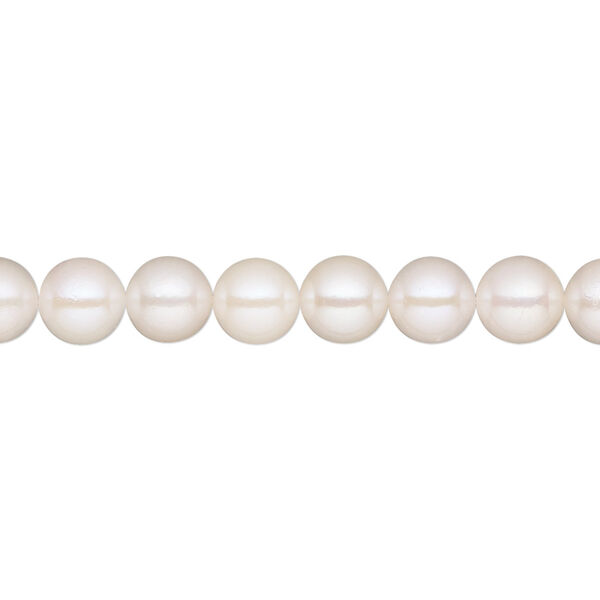 Pearl Akoya cultured saltwater 1pk white, 6-6.5mm round B grade bleached 15.5-16 inch image number 0