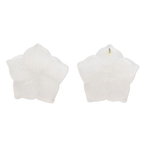 Snow quartz 1pkg1, frosted carved flower / hidden bail pendant natural mix 42x40mm