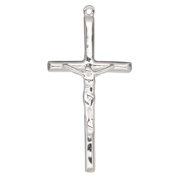 Focal, sterling silver, 39x21mm single-sided crucifix. Sold individually. image number 0