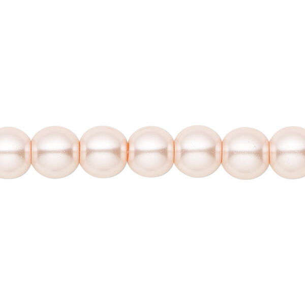 Bead, crystal pearl, medium pink, 8mm round. Sold per pkg of (2) 15-1/2" to 16" strands, approximately 100 beads. image number 0