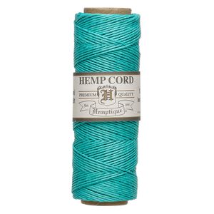 Cord, Hemptique®, polished hemp, seafoam green, 0.5mm, 10-pound test. Sold per 205-foot spool.