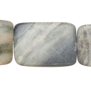 Soapstone 1pkg1, puffed rectangle bead natural, 15 inch 28x20mm-31x23mm