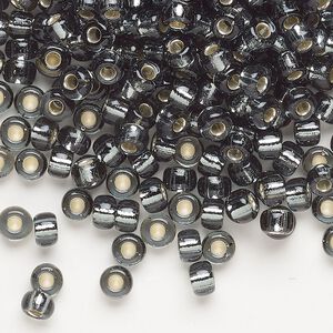 Seed bead, Miyuki, glass, pkg/25g, #6 rocaille, transparent silver-lined light grey, (RR-21).