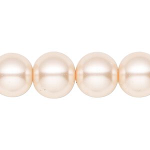 Bead, crystal pearl, medium pink, 14mm round. Sold per 15-1/2" to 16" strand, approximately 25 beads.