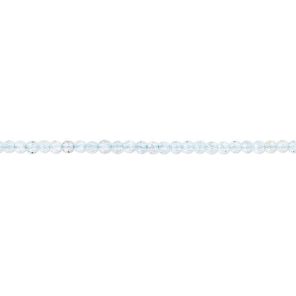 Bead, sky blue topaz (irradiated), 2mm hand-cut faceted round with 0.4-0.6mm hole, B+ grade, Mohs hardness 8. Sold per 15" to 16" strand. image number 0