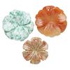 Multi-gemstone / glass / pewter (tin-based alloy) 1pkg3, top-drilled carved flower drop natural mix 25x25mm-50x50mm image number 0