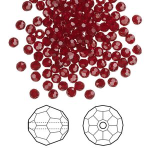 Bead 144pk Siam, Crystal Passions® 3mm round 5000
