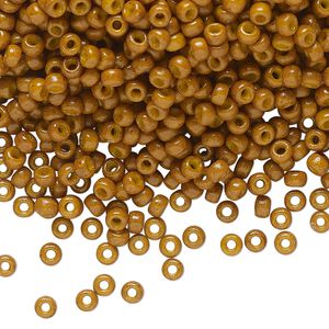 Seed bead, Miyuki, glass, pkg/50g, #8 rocaille, Duracoat® opaque outside dyed toast, (RR-4460).