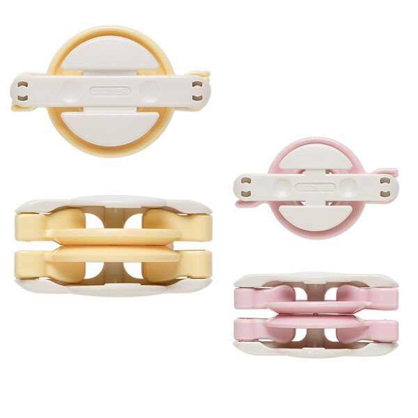 Pom-pom maker, Clover, plastic and stainless steel, light pink / light yellow / white, 2-1/4 x 1-1/2 inches and 2x1 inches. Sold per pkg of 2. image number 0