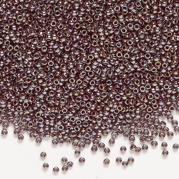 Seed bead, Miyuki, glass, pkg/35g, #15 rocaille, opaque luster gunmetal (RR-436). image number 0