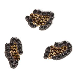 Sticker, pkg/set of 3, black and brown,  16x10mm-18x13mm cheetah spots.