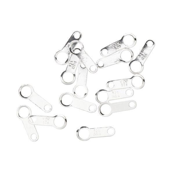 Chain tab, sterling silver, 10x4mm two-sided. Sold per pkg of 15. image number 0