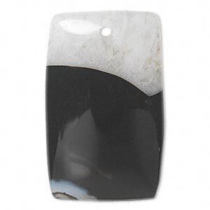Black agate / quartz 1pkg1, rectangle focal 40x25mm