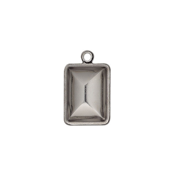 Drop, Almost Instant Jewelry®, gunmetal-plated brass, 16.5x12.5mm faceted rectangle with 14x10mm rectangle setting. Sold per pkg of 4. image number 0