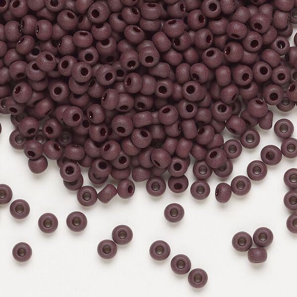 Seed bead, Preciosa Ornela Czech glass, pkg/500g, #8 rocaille, opaque matte dark brown, (13780). image number 0