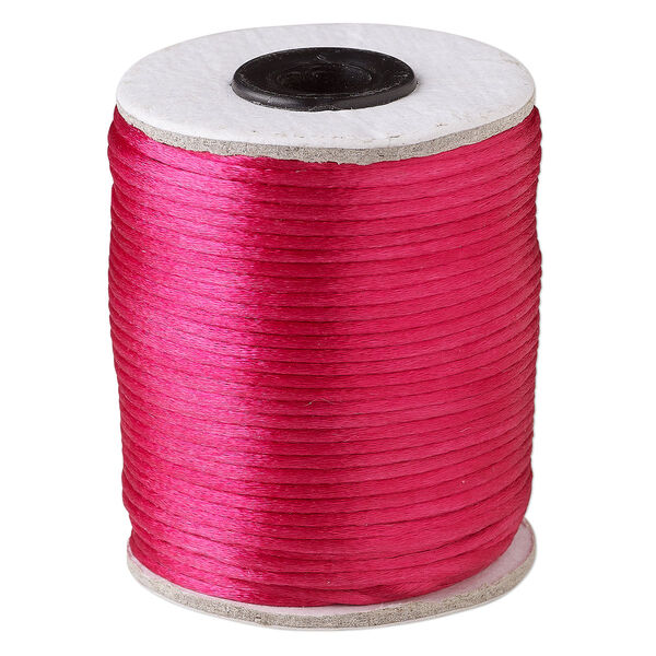 Cord, Satinique™, satin, dark pink, 2mm. Sold per 200-foot spool. image number 0