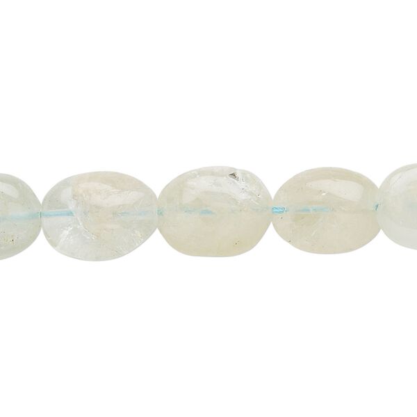 Aquamarine 1pkg1, hand-cut puffed oval bead 14 inch 10x8mm-14x10mm image number 0