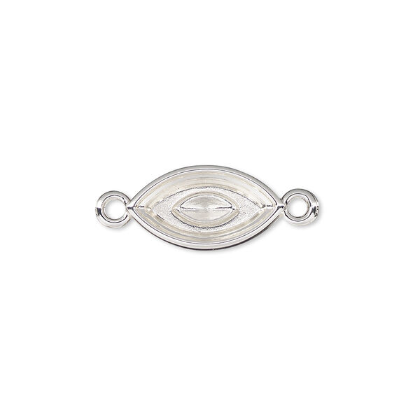 Link, Almost Instant Jewelry®, silver-plated "pewter" (zinc-based alloy), 17x9mm marquise with 15x7mm navette setting. Sold per pkg of 2. image number 0
