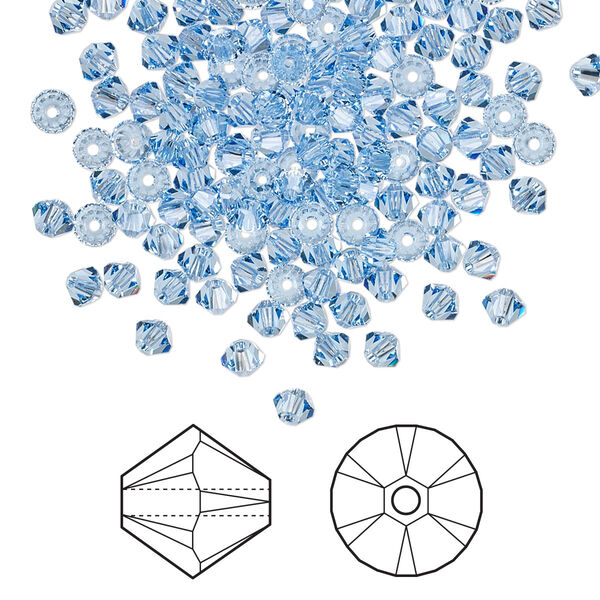 Bead 144pk light sapphire, Crystal Passions® 3mm bicone 5328 image number 0
