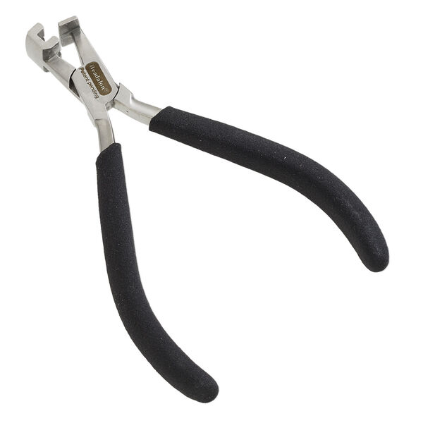 Pliers, Beadalon&reg;, banding, rubber and steel, black, 5-1/4 inches with 4mm wide groove, double band. Sold individually. image number 0