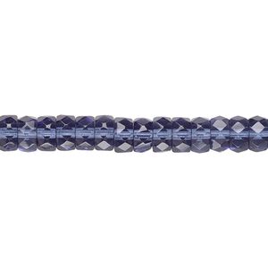 Bead, Czech fire-polished glass, Montana blue, 6x3mm faceted rondelle. Sold per 15-1/2" to 16" strand.