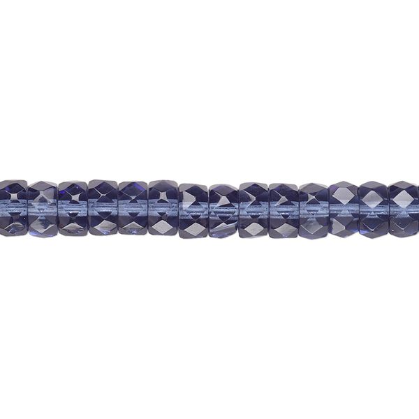 Bead, Czech fire-polished glass, Montana blue, 6x3mm faceted rondelle. Sold per 15-1/2" to 16" strand. image number 0
