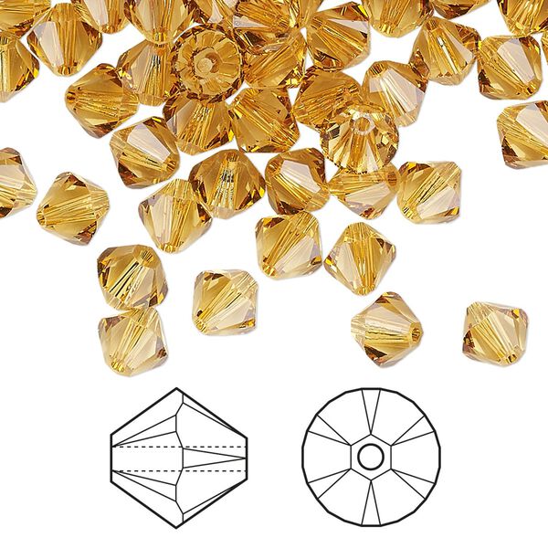 Bead 360pk golden topaz, Swarovski® 6mm XILION bicone 5328 image number 0