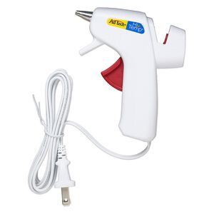 Mini hot glue gun, Ad tech™ Hi Temp™, multicolored, 120 volts, 10 watts, 4-1/2 x 4-1/4 with built-in stand. Sold individually.
