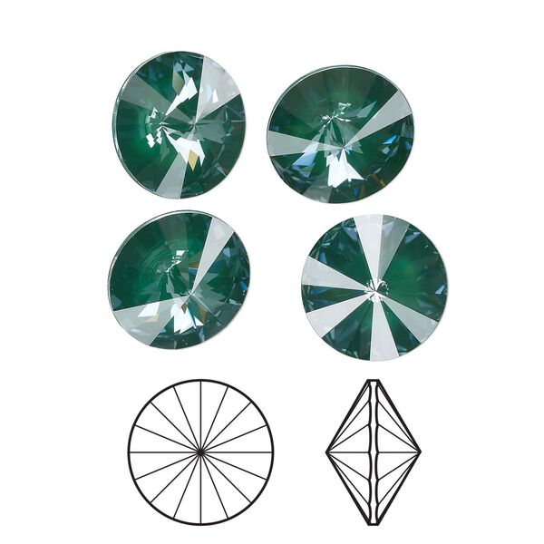 Chaton 144pk crystal pine green ignite LacquerPRO, Swarovski® 12mm rivoli 1122 image number 0