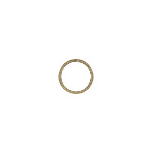 Jump ring, antique gold-plated brass, 10mm soldered round, 8.3mm inside diameter, 20 gauge. Sold per pkg of 100.