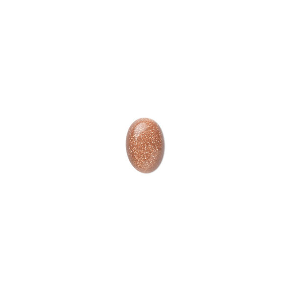 Cabochon, brown goldstone (glass) (man-made), 7x5mm calibrated oval. Sold per pkg of 10. image number 0