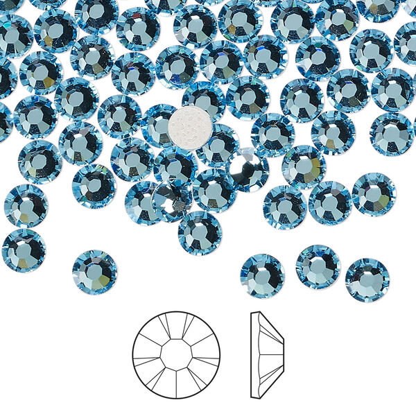 Flat back 1440pk aquamarine foil back, Preciosa MAXIMA Czech crystal hotfix rhinestone 4.6-4.8mm chaton rose round SS20 image number 0