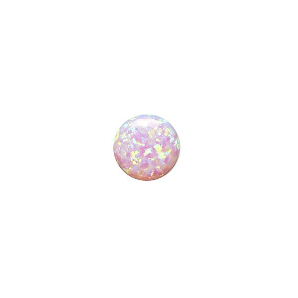 Cabochon, "opal" (silica and epoxy) (man-made), pink, 10mm calibrated round. Sold individually. image number 0