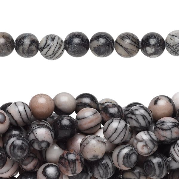Black silk stone (onyx marble) 1pkg10, round bead natural 15.5-16 inch 6mm image number 0