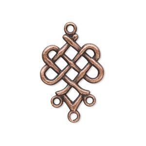 Drop, antique copper-plated "pewter" (zinc-based alloy), 23x19mm weave, 3 loops. Sold per pkg of 20.