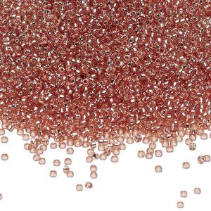 Seed bead, Miyuki, glass, pkg/35g, #15 rocaille, Duracoat® transparent silver-lined mica, (RR-4271).