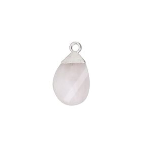 Pink opal / sterling silver 1pkg1, electroplated hand-cut flat faceted twisted teardrop drop natural 13x9mm
